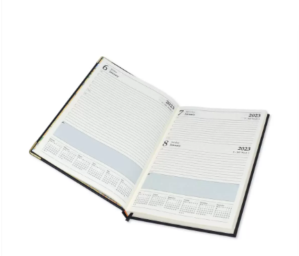 FIS 2023 Diary A4 PU English 1-Side Padded Gold Corner Black - FSDI48EPG23BK
