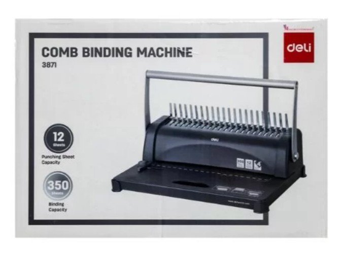 Deli 3871 21-Hole Binding Machine, 350 Sheets - Grey