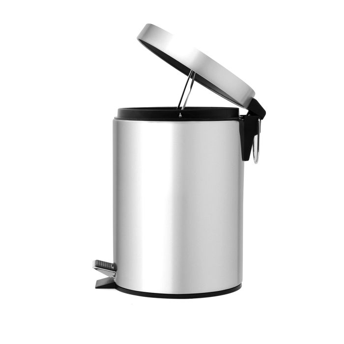 Royalford RF5127 Stainless Steel Pedal Bin, 12L - Fingerprint Proof, Rust Resistant, Odor Free & Hygienic - Stainless Steel Handle, Strong Plastic Bucket Inner, Soft Close Lid And Plastic Base