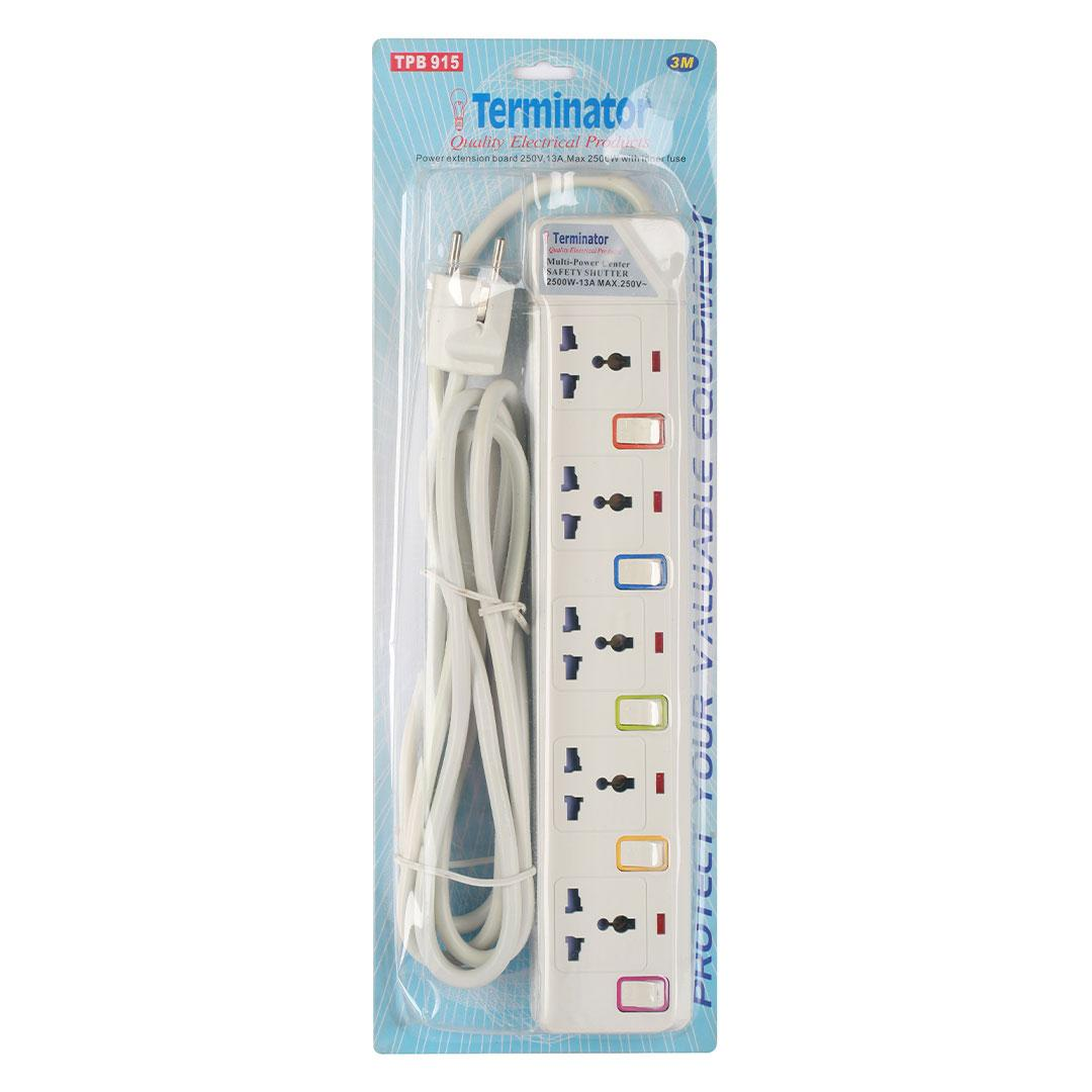 5 Way Universal Power Extension Socket With Individual Switches & Indicators 3M Suchko Plug