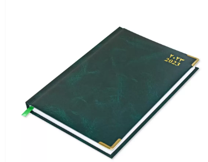 Fis 2023 A5 Diary,Gold Corenrs, (Arabic/English) Vinyl 1Side Padded Green -FSDI22AE23GR