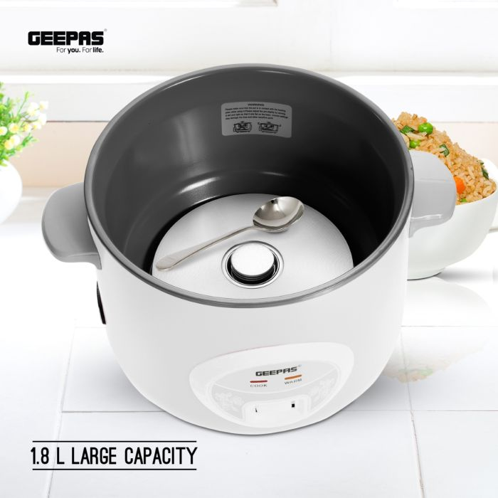 1.8L Rice Cooker With Steamer | 700W | Non-Stick Inner Pot, Automatic Cooking, Easy Cleaning, High-Temperature Protection - Make Rice & Steam Healthy Food & Vegetables - 2 Years Warranty
