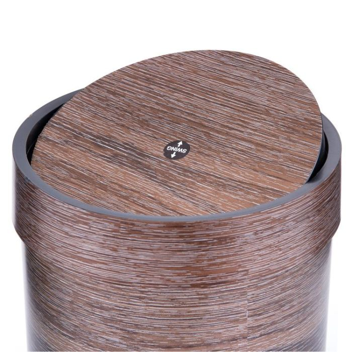 Royalford RF8693 8L Dust Bin - Swing Top Lid, Durable Design, Unique Wood Finishing And Polymer Material - Trash Bin Perfect For Home Or Office Use - Easy To Clean, Smooth Polishing Surface & Stylish 