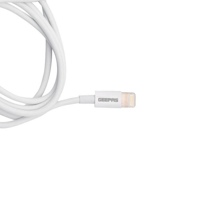 Geepas Lightning Cable1M 5V - IPhone Charger Cable, USB Fast Charging Cable For IPhone 7 Plus/ 7/ 6s/ 6 Plus/ 5c/ Ipad Pro/ Ipad Air And Other Apple Models - White
