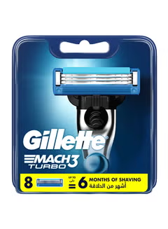 Mach3 Turbo, Men's Razor, Blade Refills, 8 Count