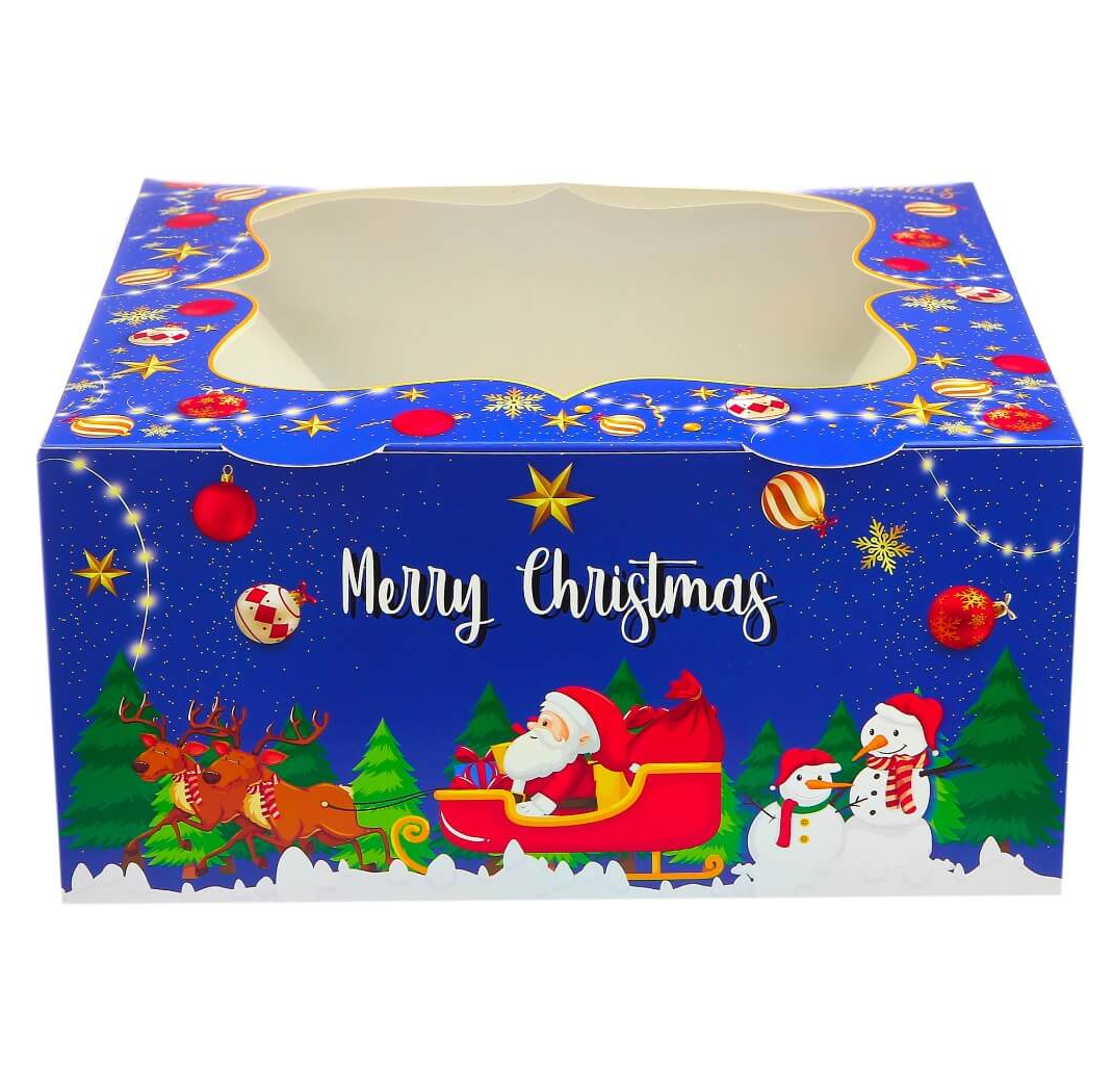 Christmas Cake Box with Window 5 Pieces