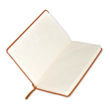 120-Sheets FIS Executive Notebook Single Line 13x21cm, Italian PU with Pen, Brown - FSNBEXSL1321BR