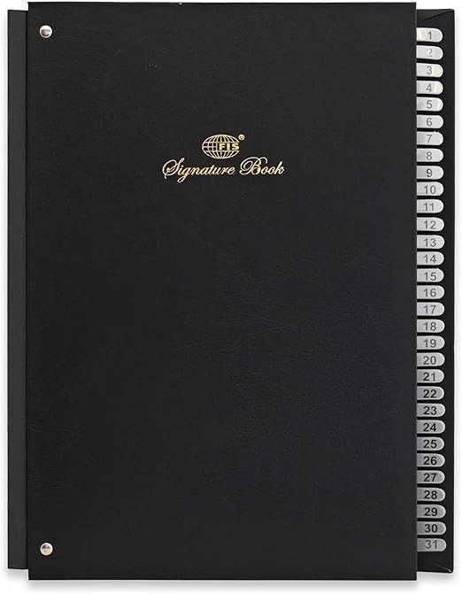 FIS Signature Book, Vinyl Material Cover, 31 Sheets (1-31), Black Color, 240 x 340 mm - FSCL1-31