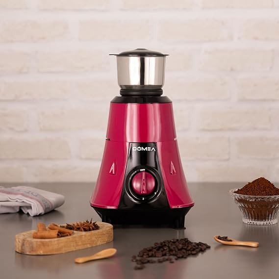 DOMEA Mixer Grinder, 550 Watts, Stainless Steel, 2 Jars, 3 Speed + Pulse, 1.5L Liquid Jar, 400ml Chutney Jar