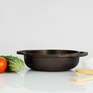 Royalford 11 Inch Flat Base Kadai - Iron - Black