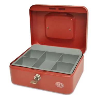 FIS Cash Box Steel Red Color With key lock, 200 x 160 x 90 mm, 8 Inch Lock Size - FSCPTS0032RE