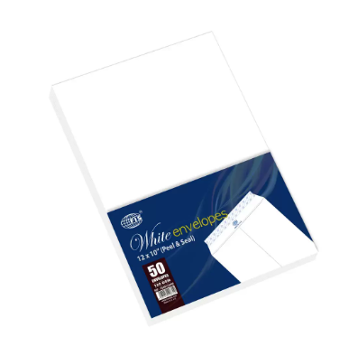 FIS Color Envelopes Peel & Seal, Pack of 50 Pcs. 12 x 10 Inch, 120 GSM - FSWE1234P50
