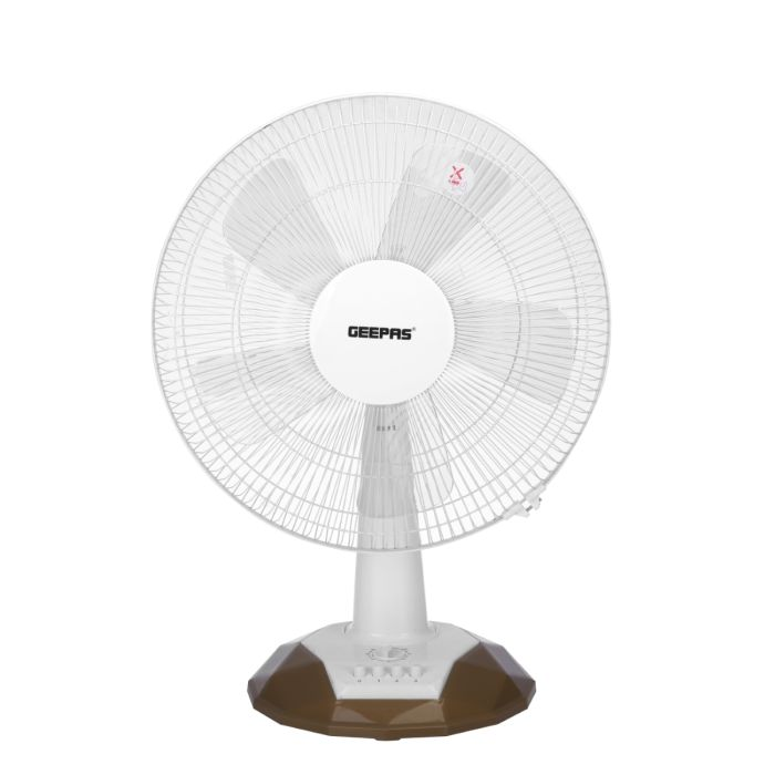 Geepas 16-Inch Table Fan | 3 Speed Settings With Oscillating/Rotating And Static Feature | Electric Portable Desktop Cooling Fan For Desk Home Or Office Use | 2 Year Warranty