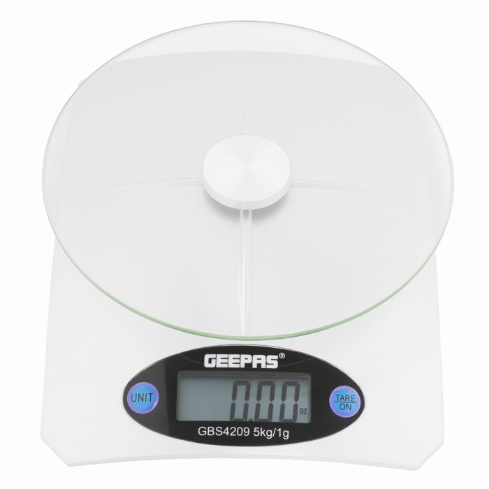 Geepas GKS46502UK Kitchen Weighing Scales Food Stainless Steel Top Panel, Digital Display - 2 Years Warranty
