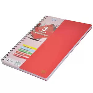 FIS 3 Subject University Books, 120 Sheets, A4 Size, Micro Perforated Pages, Red Colour - FSUB3SPPRE