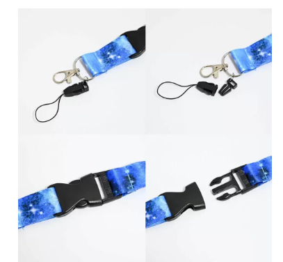 FIS Bag of 10 Fancy Lanyards with Metal Hook Width:2.5CM, Length:90CM Blue Color - FSNAF5
