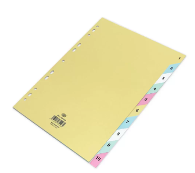 Pack of 25 Pieces Board Divider (1 – 10) English, Size A4 Beige