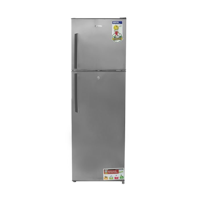 Geepas 320L Double Door Refrigerator - Free Standing Durable Double Door Refrigerator, Recessed Handle, Quick Cooling, Low Noise, Low Energy Consumption, No Frost Refrigerator