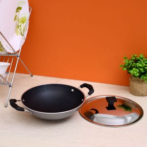 Royalford Appam Pan With Lid - Aluminium - Black - 22 CM