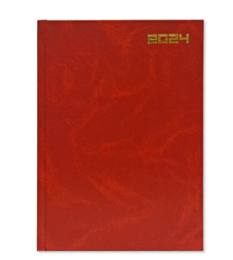 FIS 2024 Agenda Diary English Vinyl Hard Cover, Red - FSDI75EV24RE