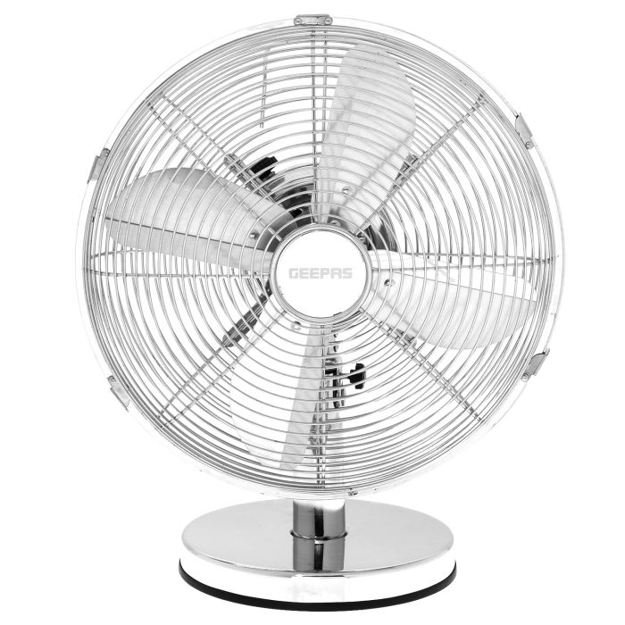 Geepas GF21115UK 12'' 35W Desk Fan | 3-Speed Options, 2 Adjustable Positions, 4 Pieces Aluminum Blades | Oscillating Desk Fan | Ideal For Home And Office Use - 2 Years Warranty