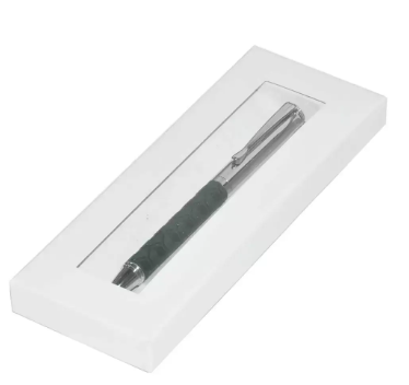 FIS Silver Pens with Embossed Italian PU Wrapper and Gift Box, Green Colour - FSPNSPUGRD3