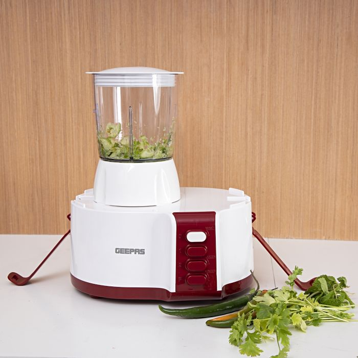 Geepas GSB9890 4-In-1 Food Processor - Blender Juicer, 2-Speed With Pulse Function | 600W |Juicer, Blender, Mixture & Coffee Mill Included | 2 Years Warranty