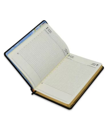 FIS A5 Diary 2023 (Arabic/English) Golden Bonded Leather, Black - FSDI26AEGB23BK