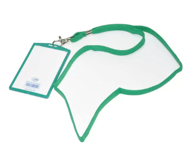 25-Piece FIS Colored Vertical Badge Holder with Lanyard Green - FSNALY99GR