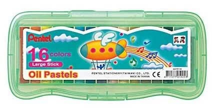Pentel GHTP Oil Pastels Colors - Large, Assorted (Set of 16)