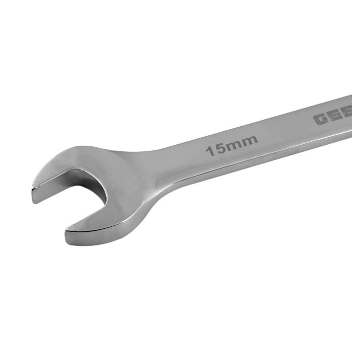 Geepas 15mm Combination Spanner - Open And Box End Spanner Wrench | Chrome Vanadium Spanner Wrenches Repair Tools | Ideal For Bike, Bicycle, Electric Vehicle, Automobile Maintenance & More
