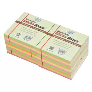 FIS Sticky Note, 4 Assorted Fluorescent Colours, Size 3 x 3 Inch, 200 Sheets, Quantity per Pack 6 - FSPO334C200
