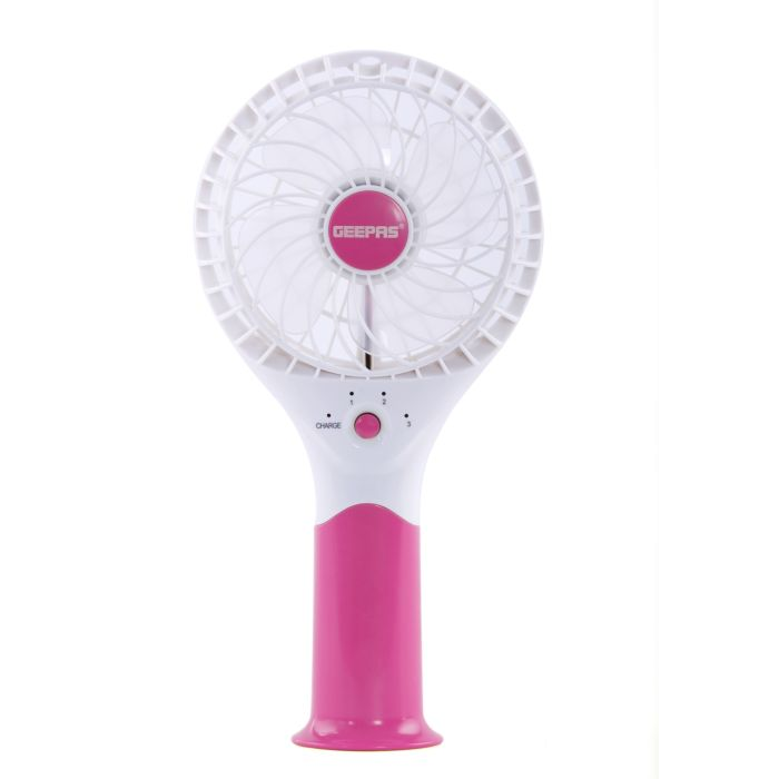 Geepas Rechargeable Mini Fan - Personal Portable Fan With 3 Speed Options - Quiet Electric USB Travel Fan For Office, Home And Travel Use (5V USB) - 8 Hours Working (Low Speed) -2 Year Warranty