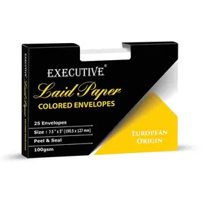 FIS Laid Paper Envelopes Peel & Seal, Pack of 25 Pcs. Moon Beam White Color, 7.5 x 5 inch Size, 100 GSM - FSEE1030PMWB25
