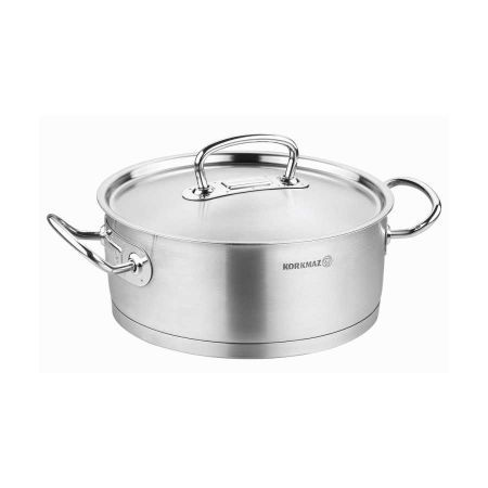 Korkmaz Proline Low Casserole 4.5 Litre - Stainless Steel - Silver