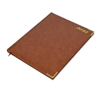 FIS Golden Executive Diary 2023 English/French (1-Week at a glance) Vinyl, Cover Brown - FSDI32EG23BR