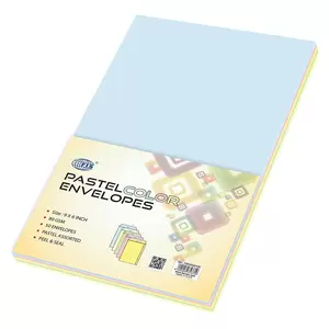 FIS Color Envelopes, Peel & Seal, Pastel 5 Assorted Colors, Pack of 50 Pcs. 9 x 6 inch, 80 GSM - FSEC8032P550