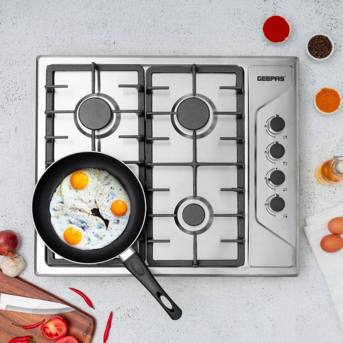 Stainless Steel Built-In Gas Hob, GGC31035 | 4 Burners | Automatic Ignition System | LPG Gas Type 2800pa | Metal Knob | Cast Iron Pan Support