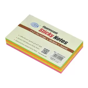 FIS Sticky Note, 4 Assorted Fluorescent Colours, Size 3 x 5 Inch, 200 Sheets, Quantity per Pack 6 - FSPO354C200