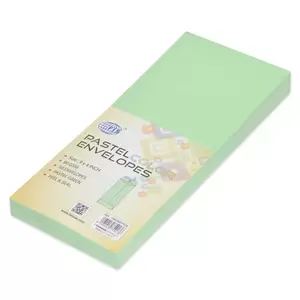FIS Pack of 50 Pastel Color Envelopes, 80 GSM, Peel & Seal, Size 9 X 4 Inch, Color Pastel Green