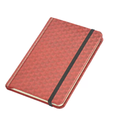 FIS Notebook With Elastic Band Italian PU Cover, Ivory Paper, 5 mm Square, Maroon Color, 96 Sheets With Gift Box, A6 Size