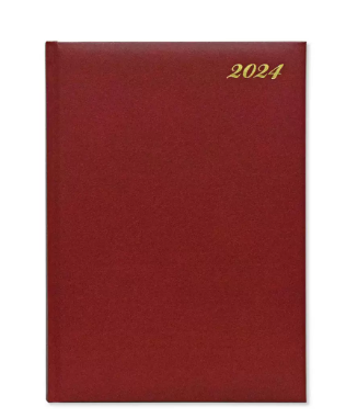 FIS Executive Diary 2024 English/French (1-Week at a glance) Vinyl, 1Side Padded, Cover Maroon - FSDI34E24MR