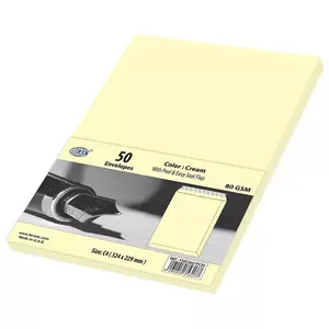FIS Color Envelopes Peel & Seal, Pastel Colors, Pack of 50 Pcs. Cream Color, C4 (324 x 229 mm), 80 GSM - FSEC8027PC50