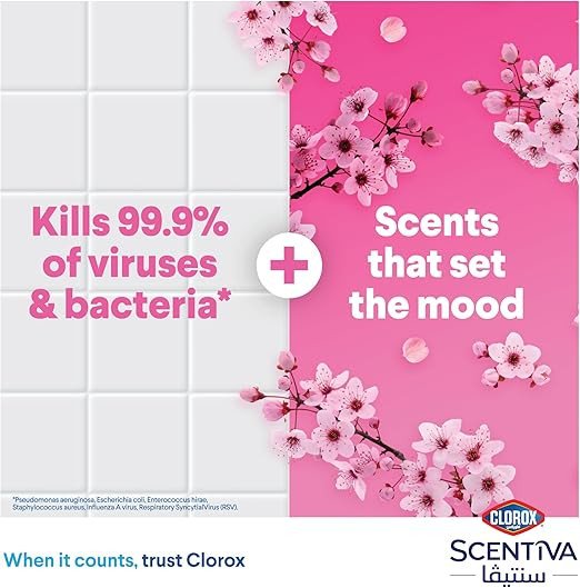 Clorox Scentiva Multipurpose Disinfectant Floor Cleaner, Japanese Spring Blossom, Dual Pack 3L