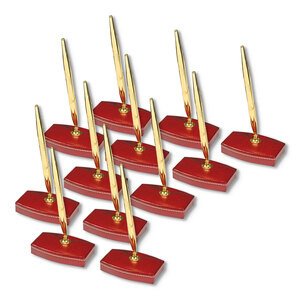 FIS Executive Conference Room Set of Bonded Leather Desk Blotter, Coaster and Pen Holder with Pen - Maroon - FSDSCONFRSETMR