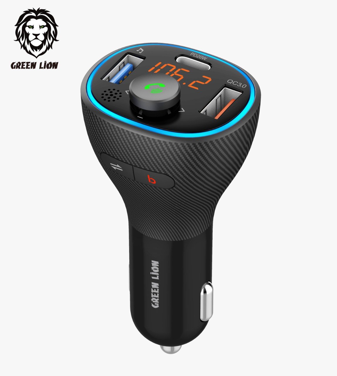 Green Wireless Hands-Free Car Kit with Built-In FM Transmitter