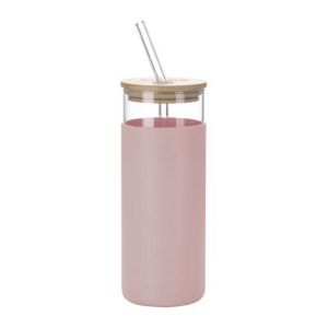 Royalford Bottle With Lid - Bamboo - Pink - 450 ML