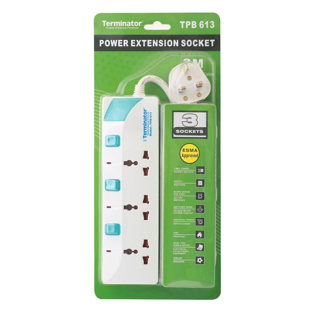 3 Way Extension Socket 5M Cable