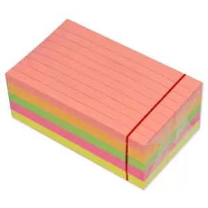 FIS Sticky Note Pad, 3X5 inches, Pack of 5, Ruled 5 Assorted Neon Color -FSPO3X5RN5C