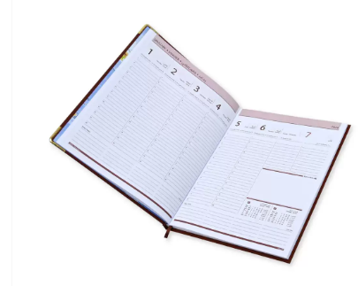 FIS Golden Executive Diary 2024 Arabic/English/French (1-Week at a glance) Vinyl, Cover Brown - FSDI32AEG24BR